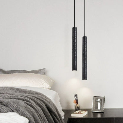 Black Stone & Travertine LED Hanging Light - American Decor for Restaurant/Desk/Bedside