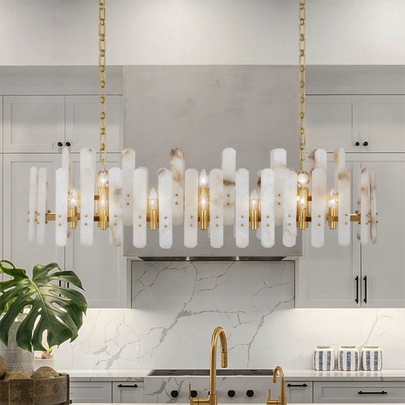 Brass Alabaster Light for Dining Room