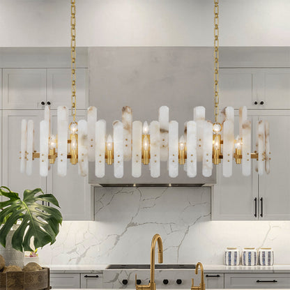 Brass Alabaster Light for Dining Room