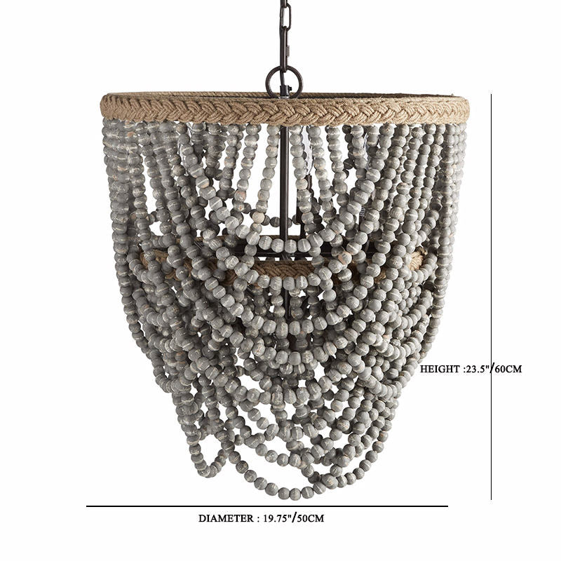 Bedroom Kitchen Wood Beaded Chandelier