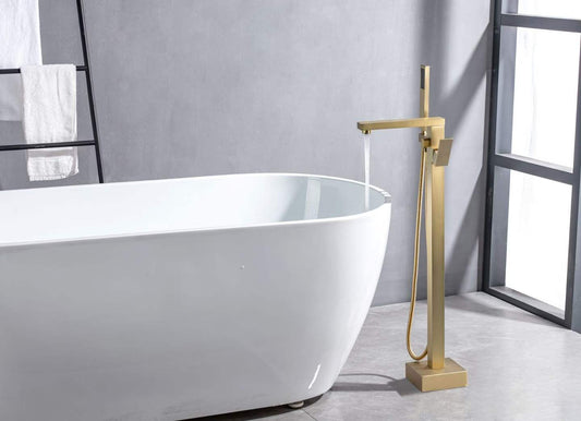 Modern Brushed Gold Floor-standing Bathtub Faucet 61001-G