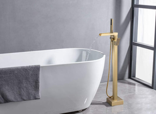Elegant Brushed Gold Waterfall Bathtub Faucet 61010