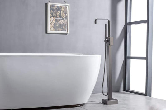 Modern Dual 7-spout Gunmetal Gray Bathtub Faucet 61022