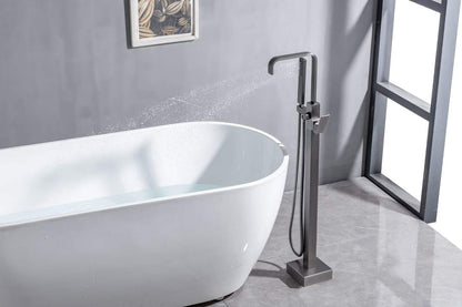 Modern Dual 7-spout Gunmetal Gray Bathtub Faucet 61022
