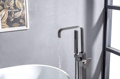 Modern Dual 7-spout Gunmetal Gray Bathtub Faucet 61022