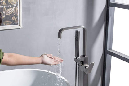 Modern Dual 7-spout Gunmetal Gray Bathtub Faucet 61022