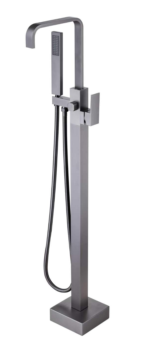 Modern Dual 7-spout Gunmetal Gray Bathtub Faucet 61022