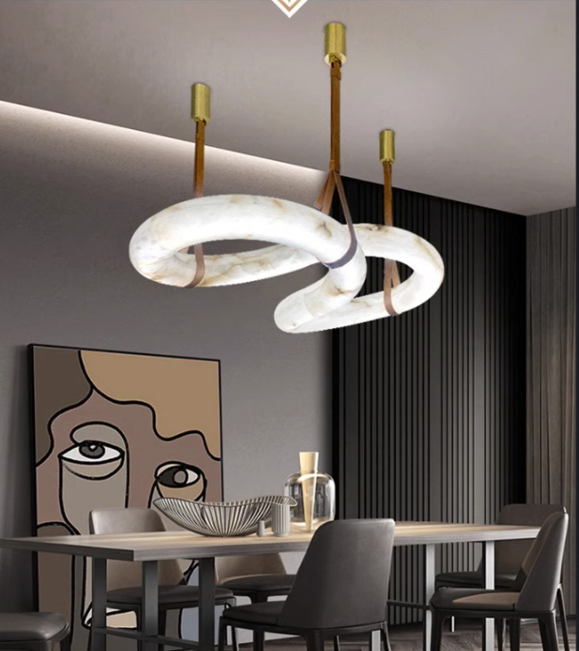 Spanish Alabaster Chandelier Ceiling Light