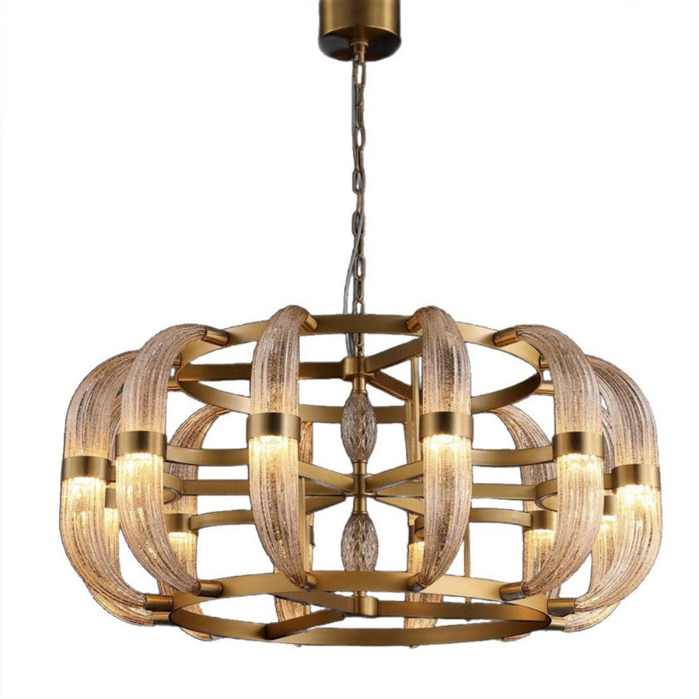Modern Hall Glass Metal Chandelier
