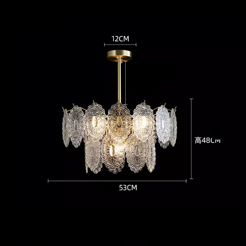 Living Dining Brass Glass Chandelier
