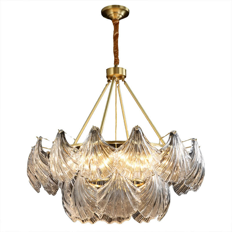 Living Room Copper Glass Shell Chandelier