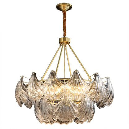 Living Room Copper Glass Shell Chandelier