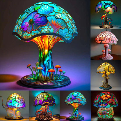 Boho Resin Mushroom Table Lamp