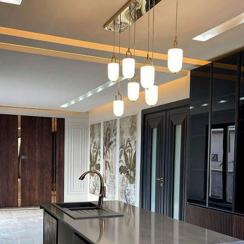 Handcrafted Alabaster Pendant Light with Brass