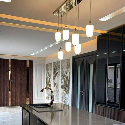 Handcrafted Alabaster Pendant Light with Brass