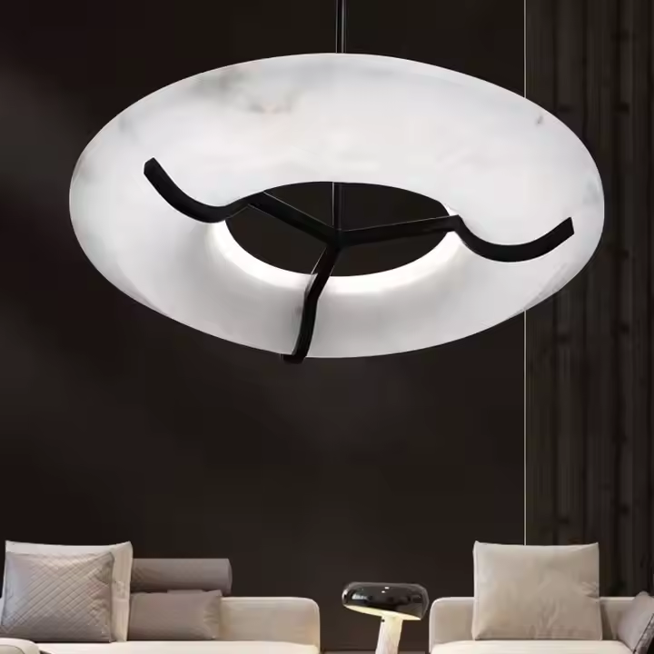 Round Alabaster Chandelier for Kitchen Island