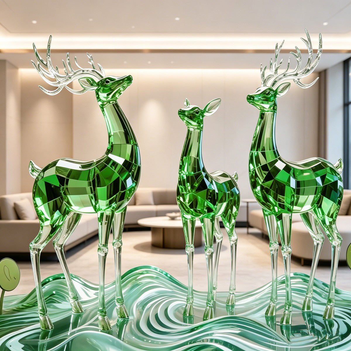 Mosaic Golden Deer Sculpture JS006