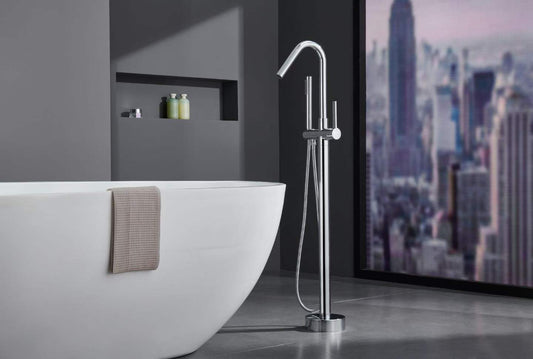 Sleek Polished Chrome Modern Bathtub Faucet 81003