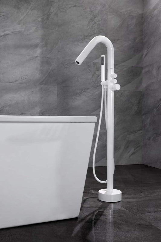 White Floor-mounted Bathtub Faucet 81007-9