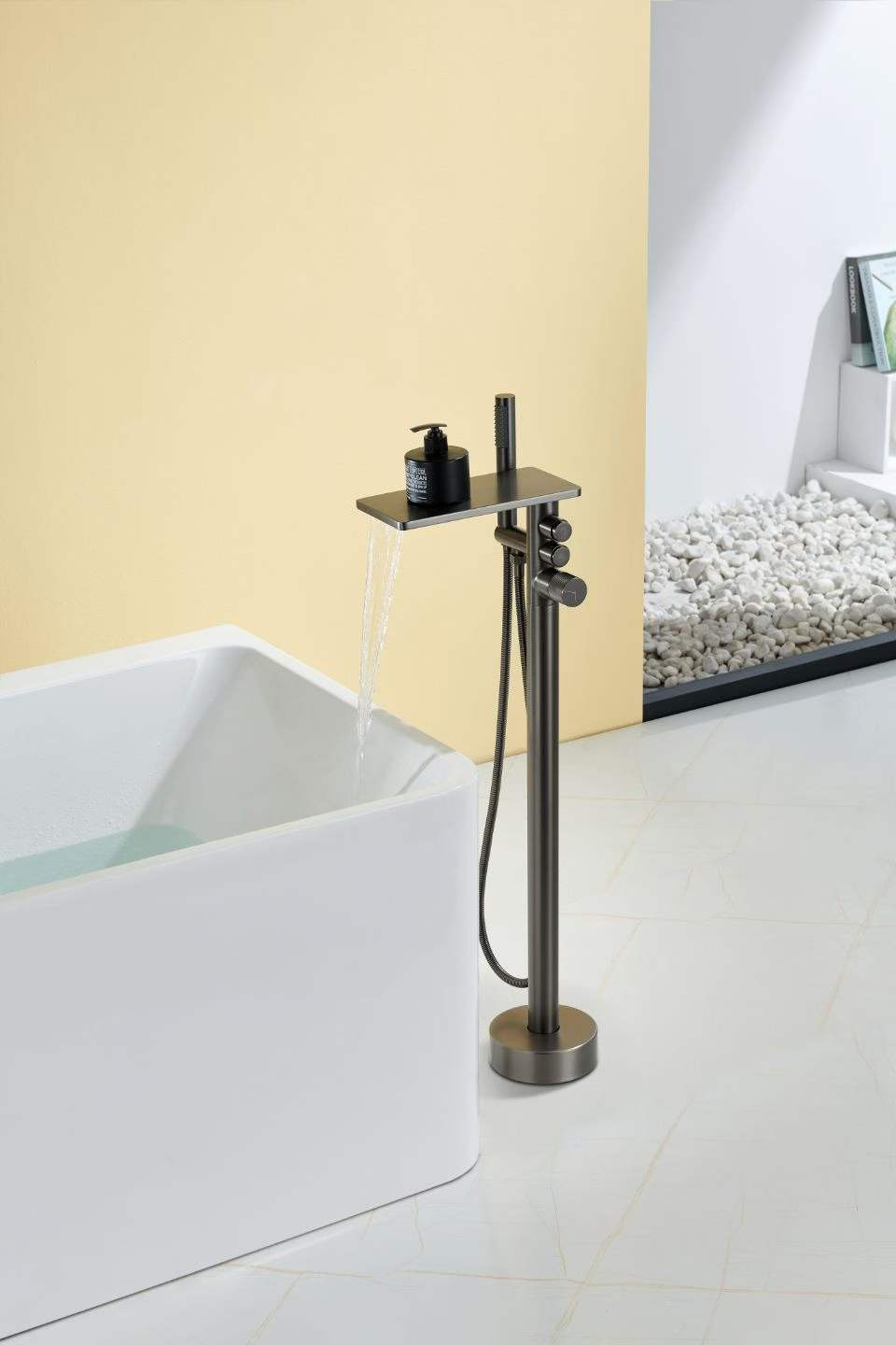 Gunmetal Gray Square Shelf Bathtub Faucet 81007-F