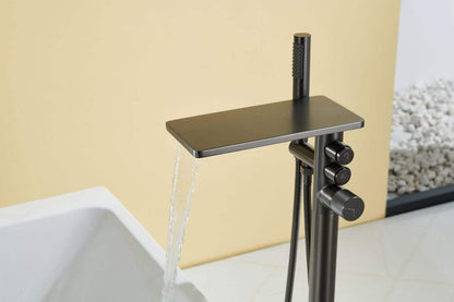 Gunmetal Gray Square Shelf Bathtub Faucet 81007-F