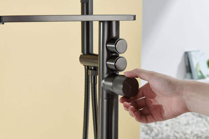 Gunmetal Gray Square Shelf Bathtub Faucet 81007-F