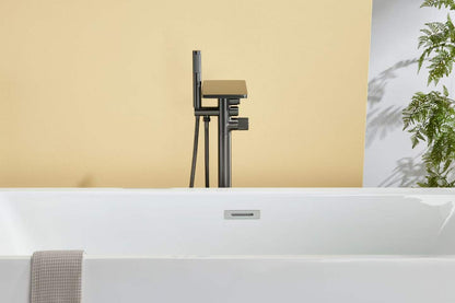 Gunmetal Gray Square Shelf Bathtub Faucet 81007-F