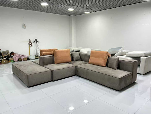 Modular Gray Fabric Sectional Sofa
