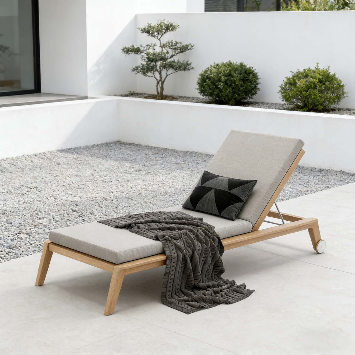 Teak Outdoor Adjustable Lounge Chair