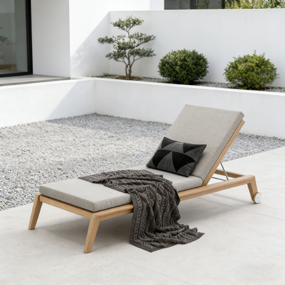 Teak Outdoor Adjustable Lounge Chair