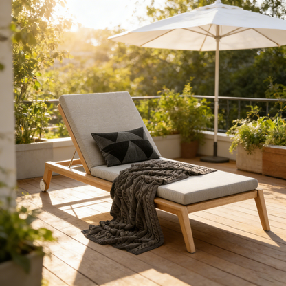 Teak Outdoor Adjustable Lounge Chair