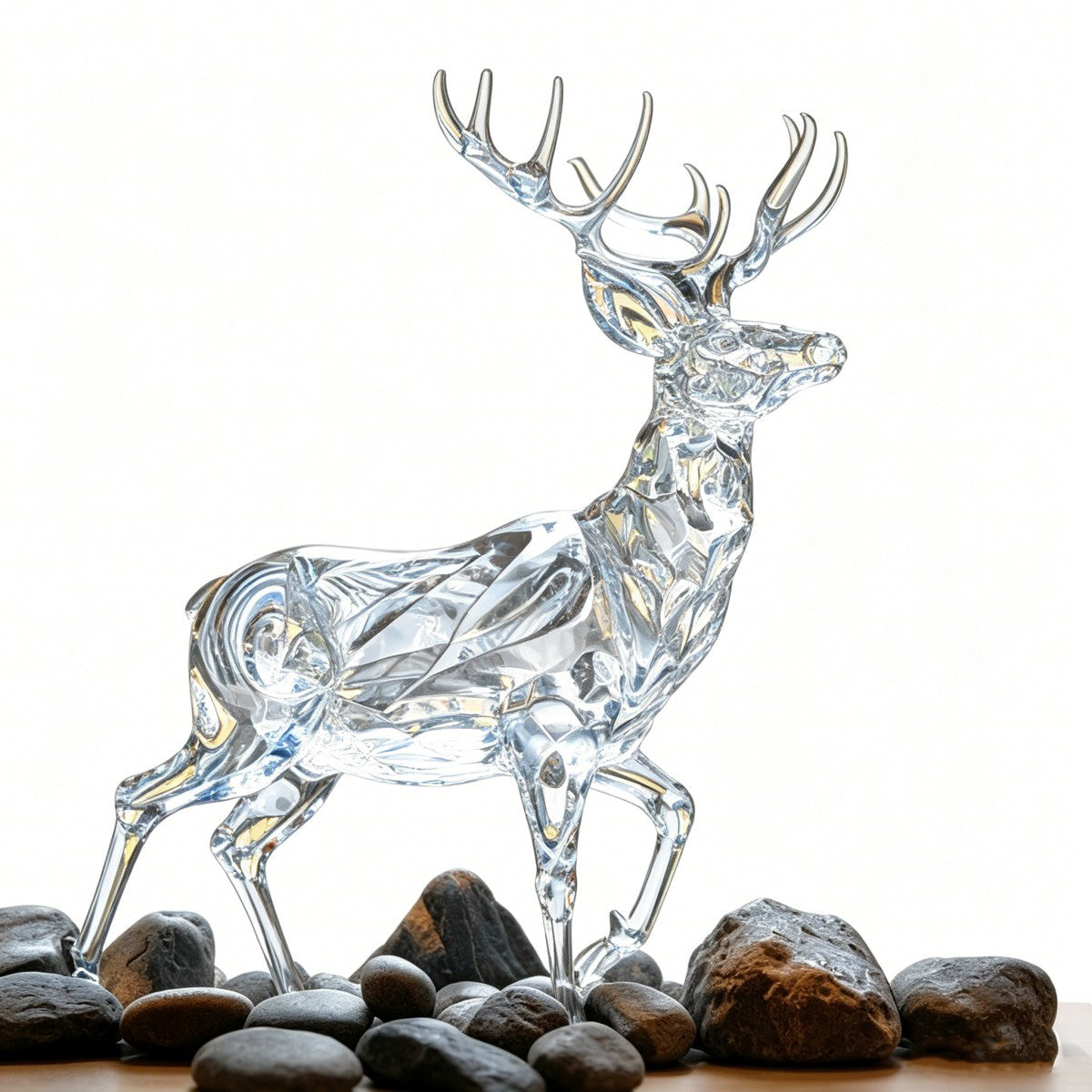 Clear Crystal Deer Statue
