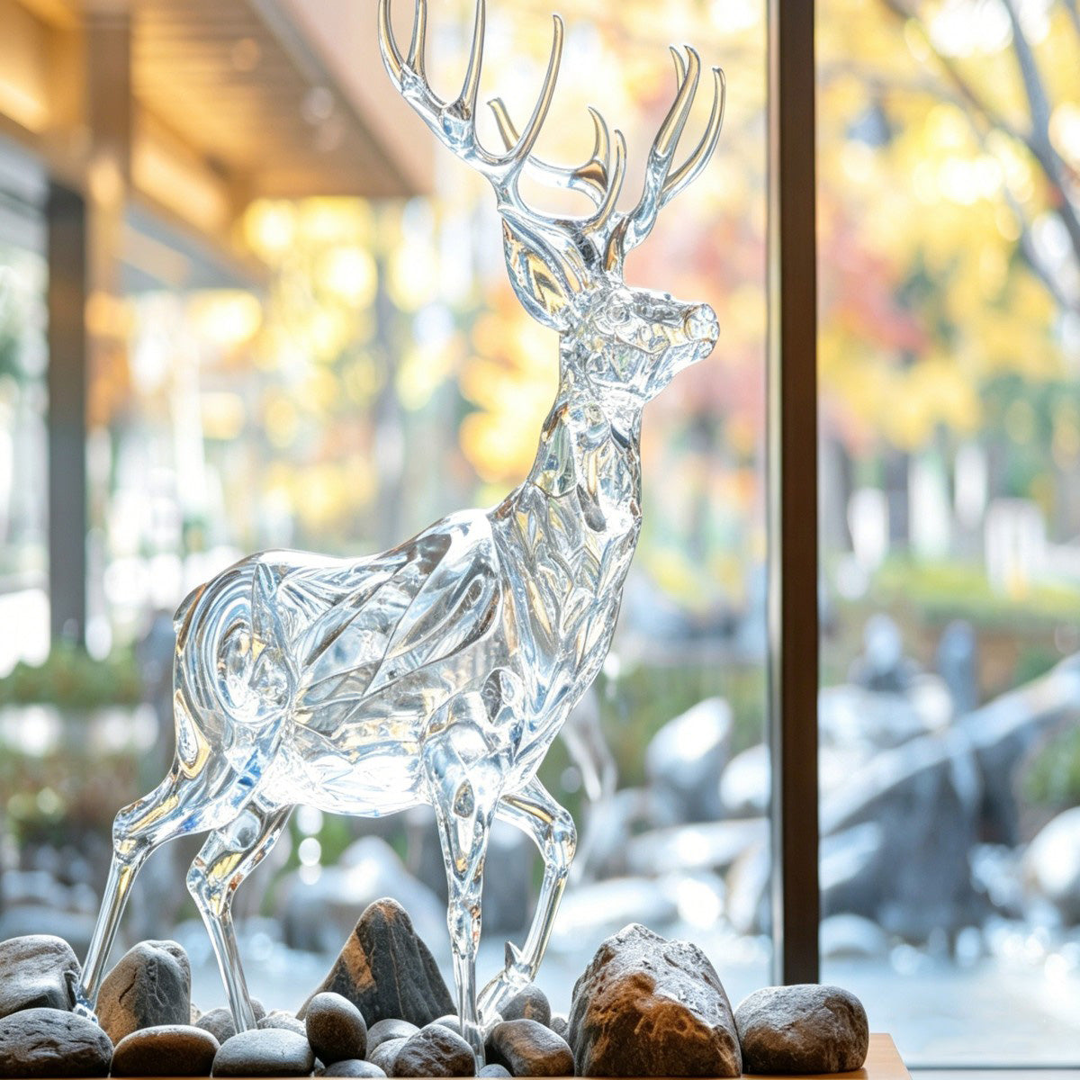 Clear Crystal Deer Statue