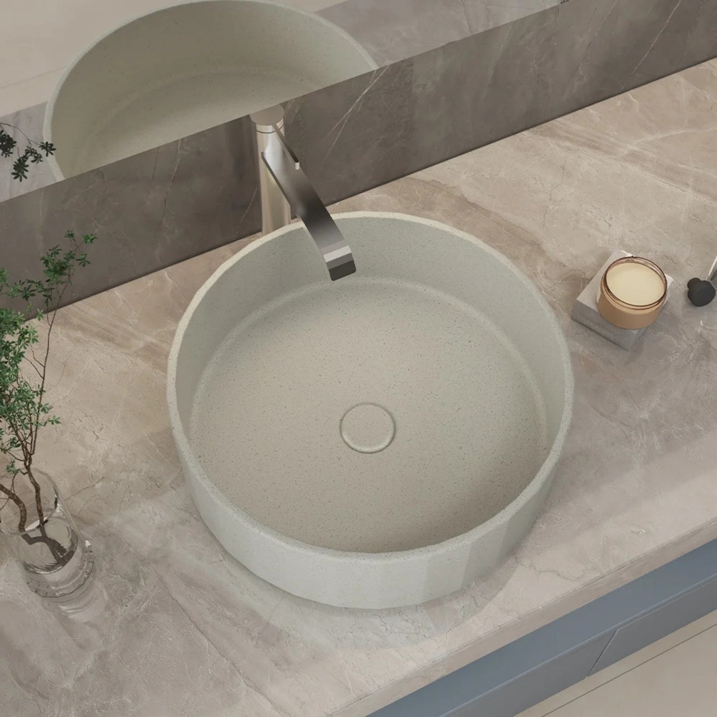Grey Countertop Cement Washbasin
