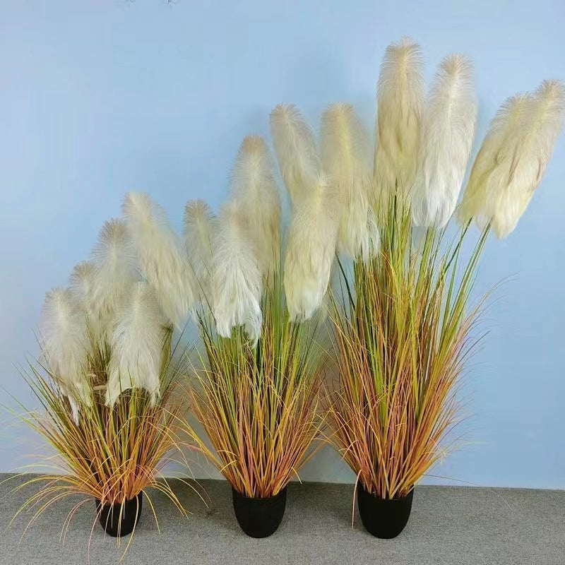 Simulated Large Reed Green Plant Potted Indoor Decoration