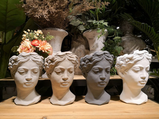 Venus Statue Head Cement Vase