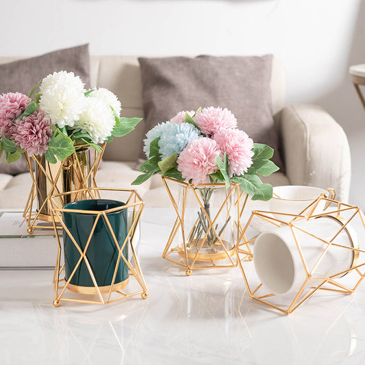 Ceramic Metal Decorative Glass Vase