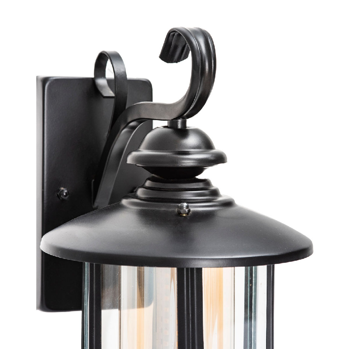 Black Iron Outdoor Wall Lantern, Customizable Size & Style