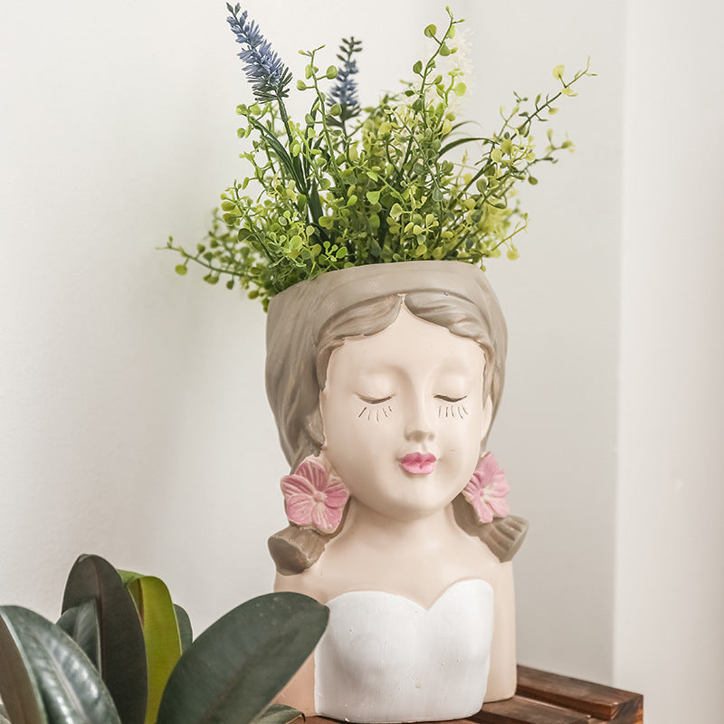 Cute Girl Like Cement Flowerpot