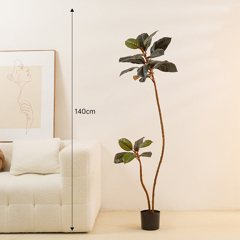 Simulated Large Rubber Tree - Indoor Potted Green Plant
