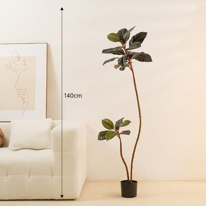 Simulated Large Rubber Tree - Indoor Potted Green Plant