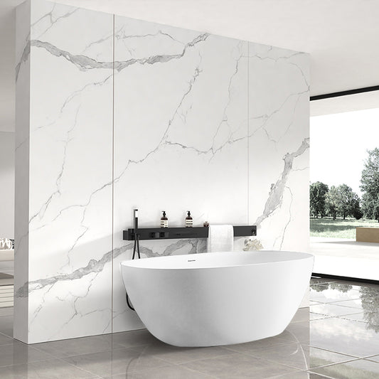 Smooth Egg Shape Freestanding Solid Surface Bathtub 801