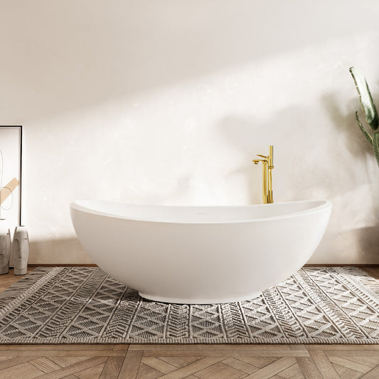 Wide Curved Bowl-Shaped Solid Surface Freestanding Bathtub 832