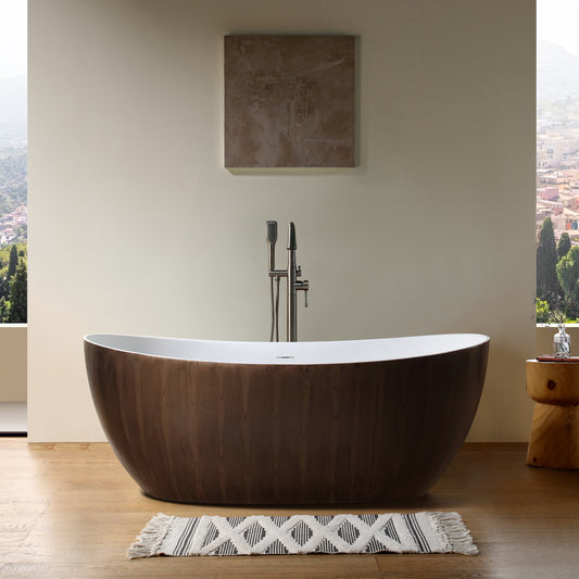 Wood Grain Oval Freestanding Bathtub 880