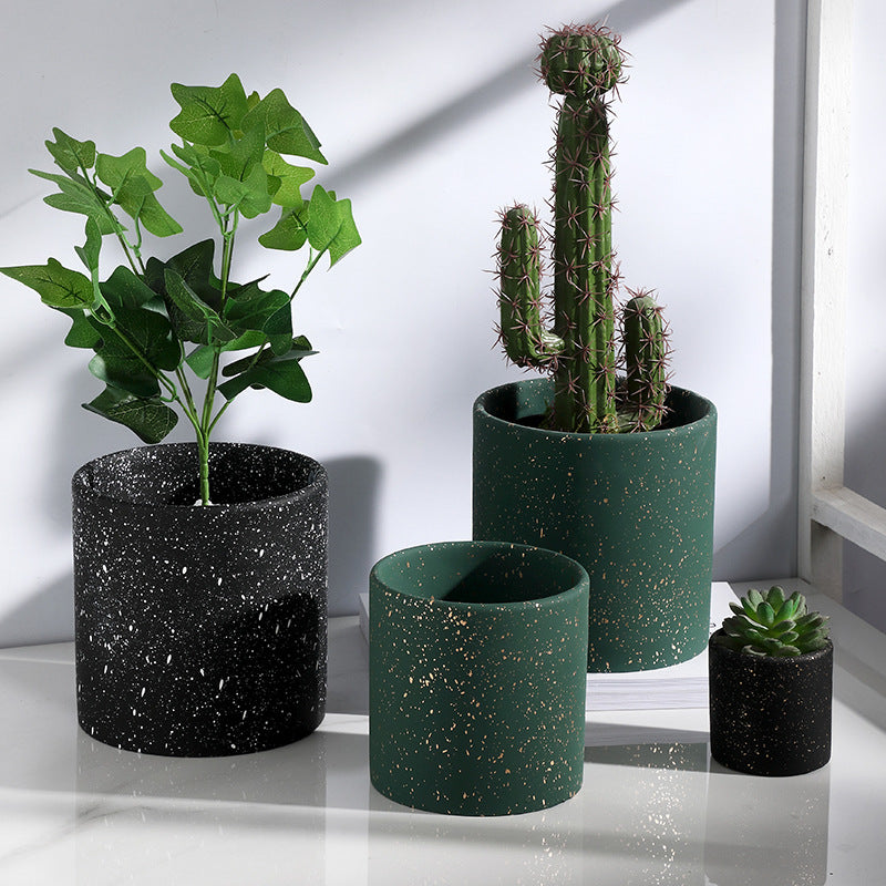 Point Shaped Cement Potted Flowers