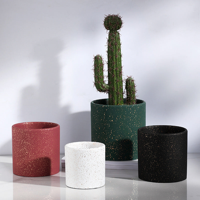 Point Shaped Cement Potted Flowers