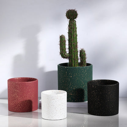 Point Shaped Cement Potted Flowers
