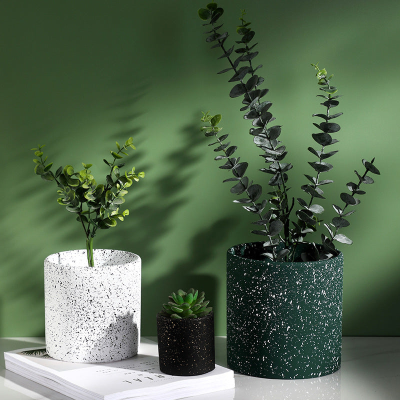 Point Shaped Cement Potted Flowers