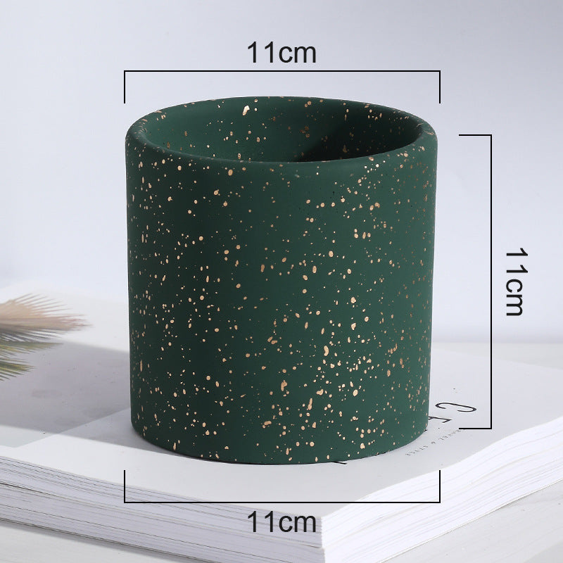 Point Shaped Cement Potted Flowers