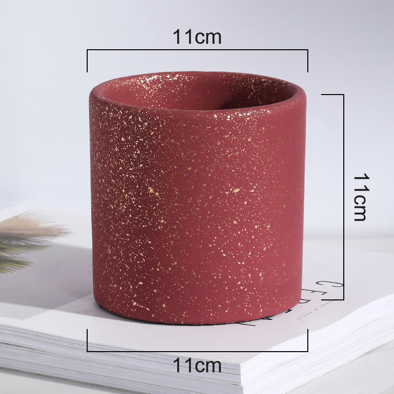 Point Shaped Cement Potted Flowers